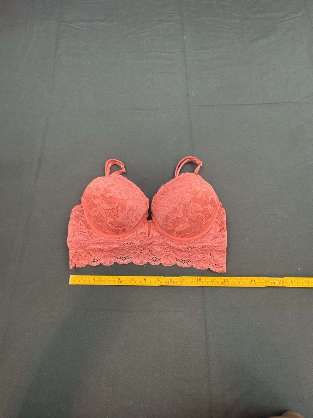Marilyn Monroe Coral Pink Lace Longline Push-Up Bra 34C